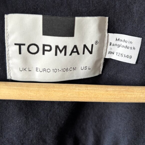 TOPMAN Navy Button Down Shirt - Men's L - Picture 2 of 3